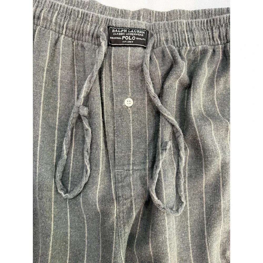 POLO RALPH LAUREN Mens Lounge Pants Sleepwear Charcoal Gray Pinstripe L